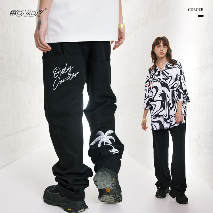 Embroidery Straight Cargo Pants WN12550