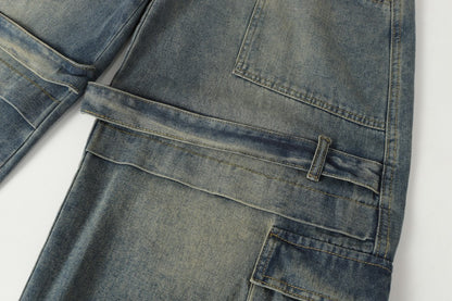 Cargo Pocket Wide Leg Denim Jeans WN27961