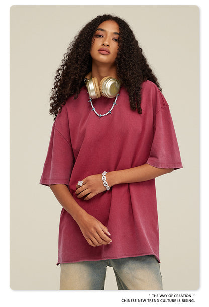 Washed Damage Oversize Short Sleeve T-Shirt WN6068