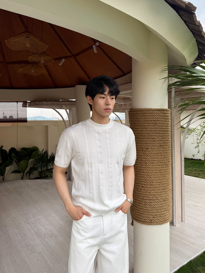 Stripe Knit Short Sleeve T-Shirt WN24915
