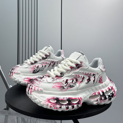 Paint Graffiti Print Chunky Sole Sneakers WN24607