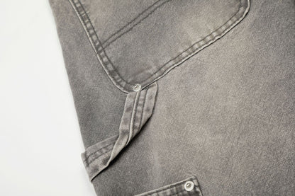 Dirty Washed Damage Panel Wide Leg Denim Jeans WN25917
