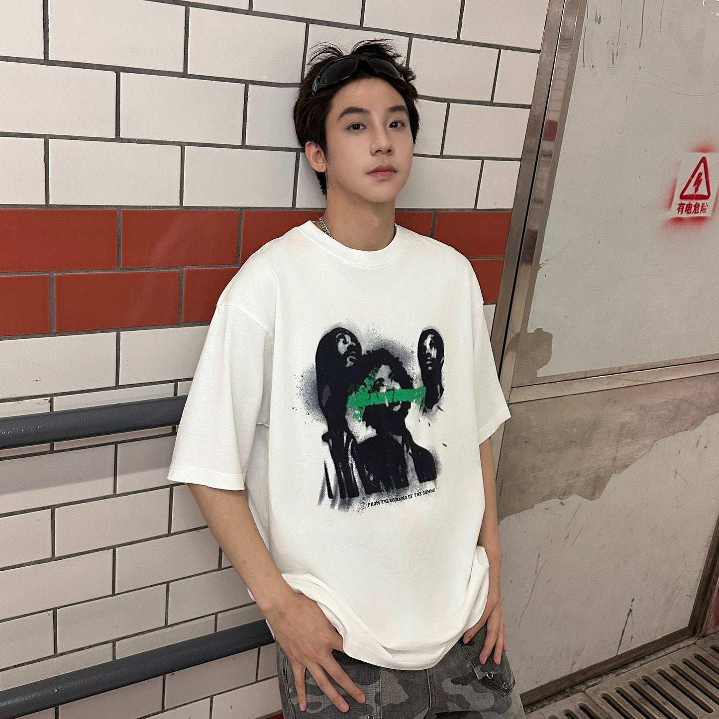 Portrait Print Oversize Short Sleeve T-Shirt WN25276