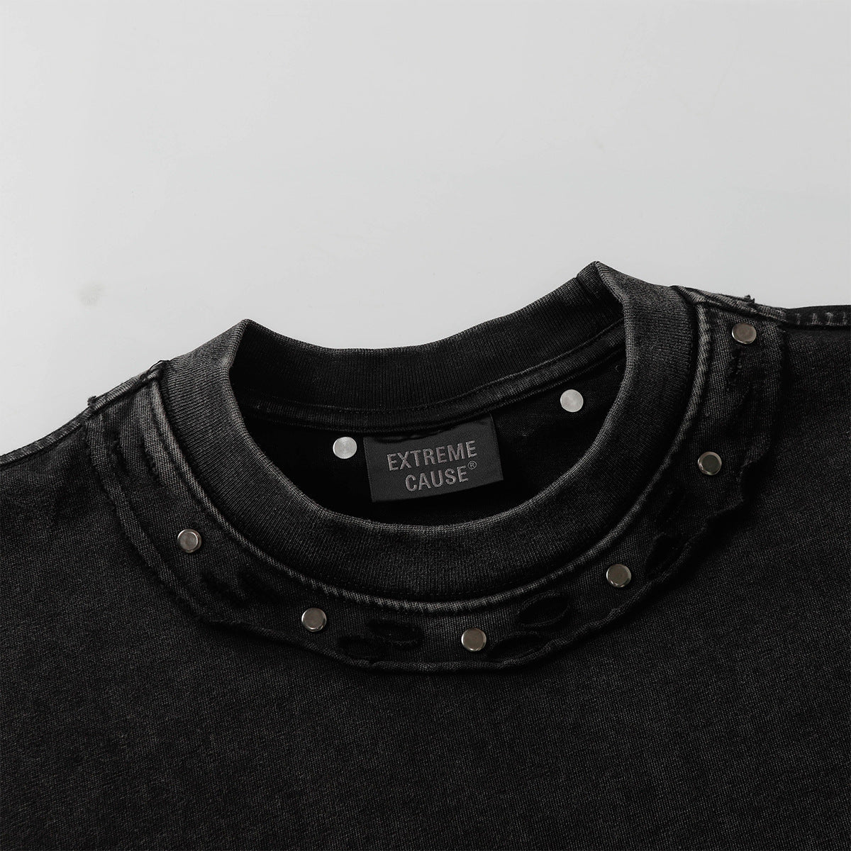 Heavy Washed Fade Stitching Short Sleeve T-Shirt WN25671