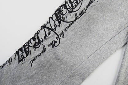 Gothic Letter Print Frayed Waist Wide Leg Sweatpants WN27838