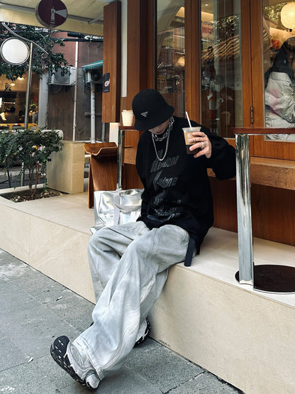 Washed Deconstructed Wide Leg Pants WN23036