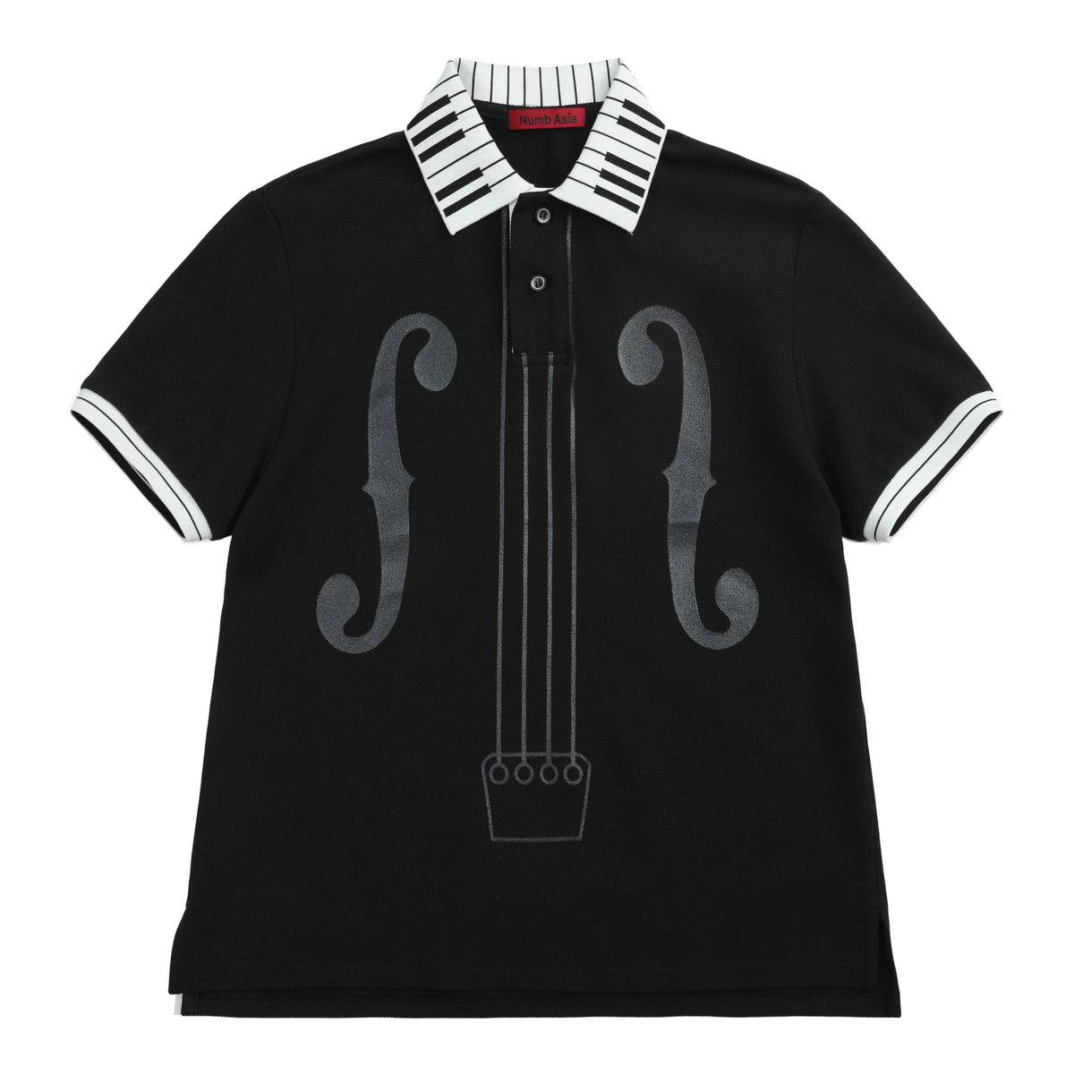 Musical Symbol Contrast Collar Short Sleeve Polo Shirt WN27243