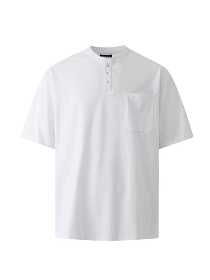 Henley Neck Oversize Short Sleeve T-Shirt WN20268