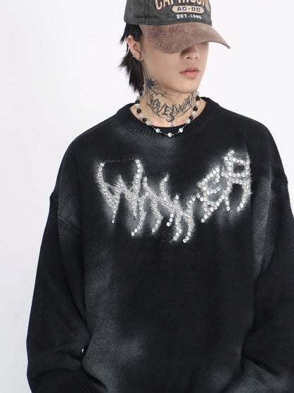 Hot Stamping Design Oversize Kint Sweater WN8716