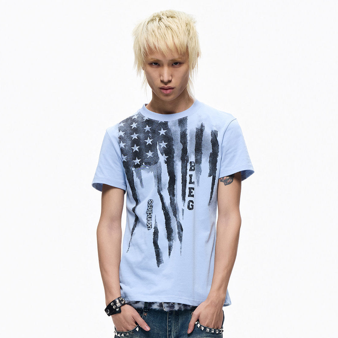 Graffiti Print Washed Cropped Short Sleeve T-Shirt WN27310