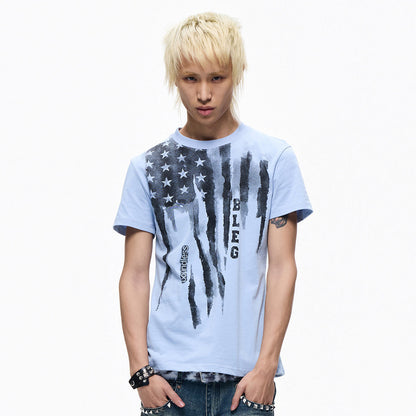 Graffiti Print Washed Cropped Short Sleeve T-Shirt WN27310