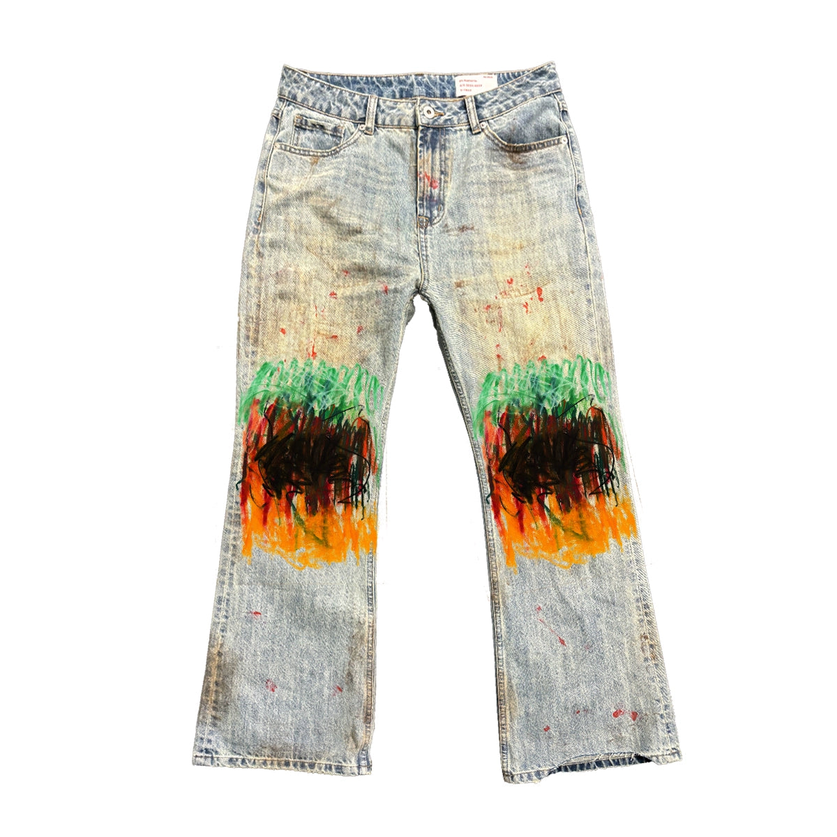 Spray Print Wide Leg Denim Jeans WN16833