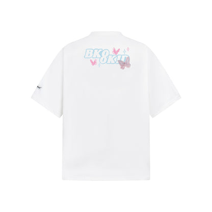 Butterfly Letter Print Oversize Short Sleeve T-Shirt WN26896