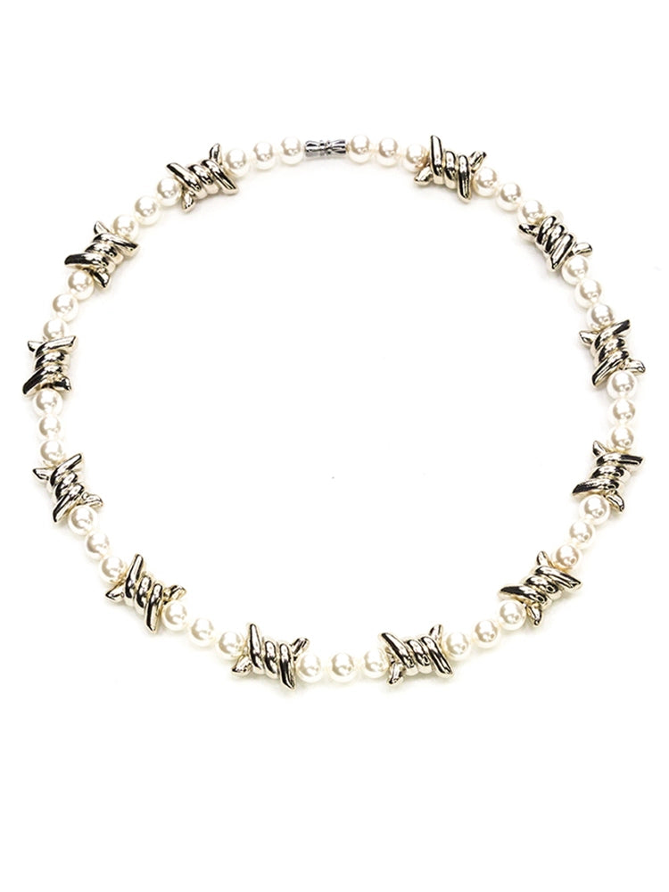Barbed Wire Pearl Necklace WN21112