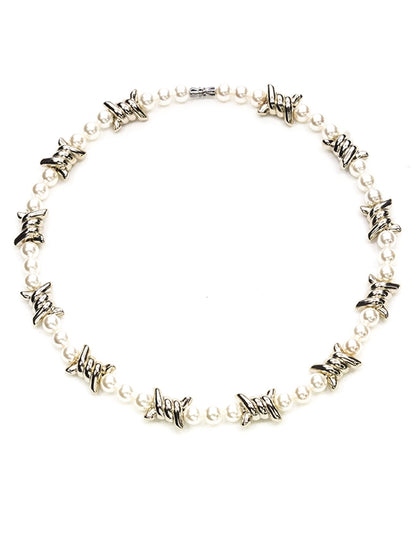 Barbed Wire Pearl Necklace WN21112