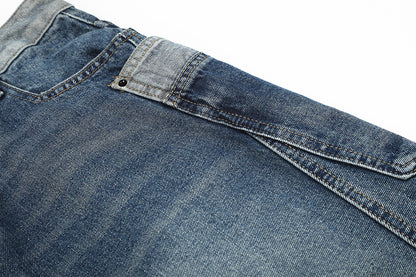 Deconstruction Patchwork Wide Leg Half Denim Pants WN25618