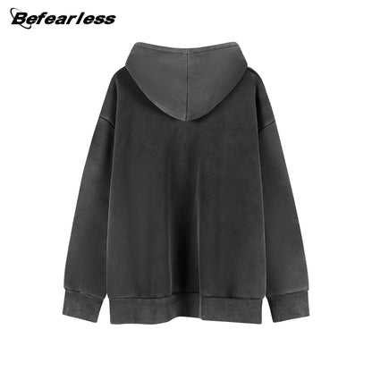 Cracked Graphic Washed Hoodie WN23590