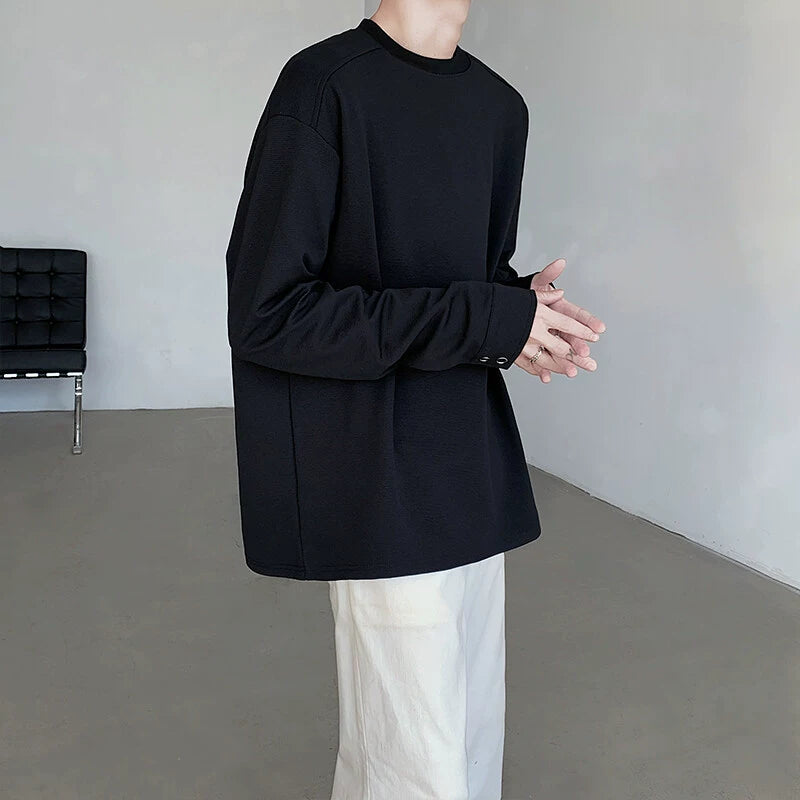 Button Cuff Design Long Sleeve T-Shirt WN19287