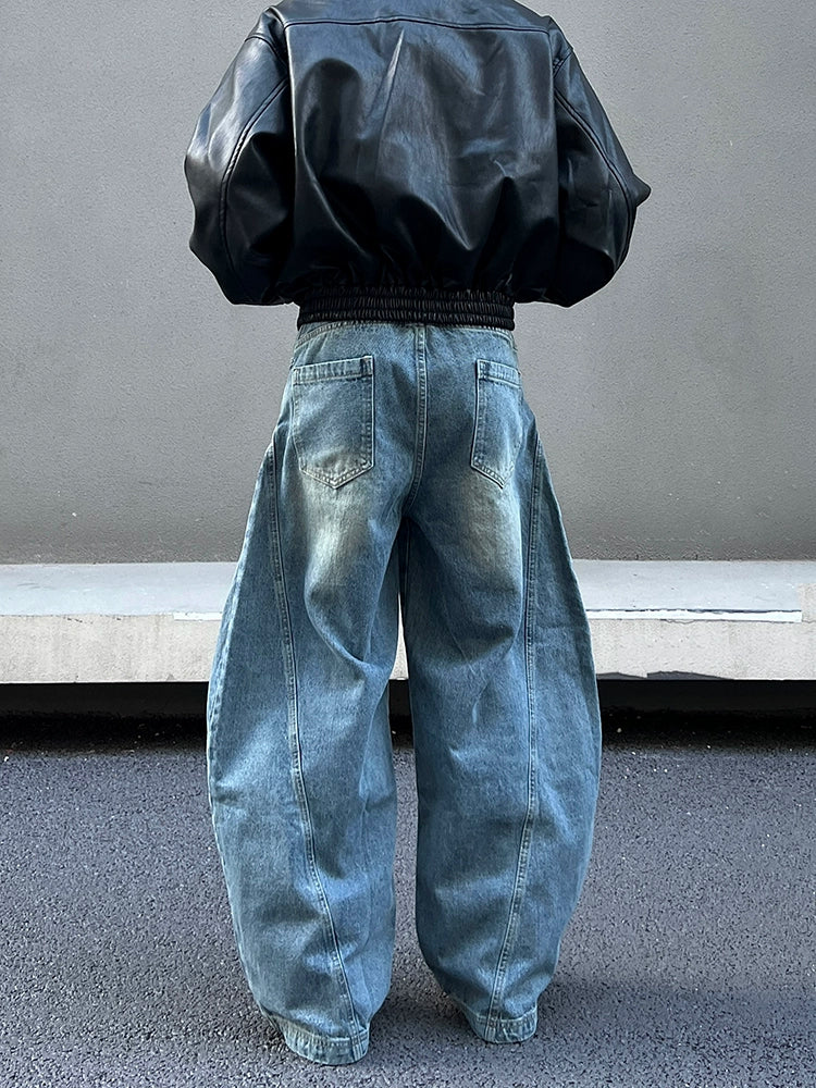 Wide Leg Curved Denim Jeans WN19383