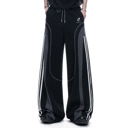 Contrast Sporty Short Sleeve T-Shirt & Contrast Wide Leg Pants Setup WN27029