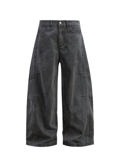 Washed Panel Wide Leg Denim Jeans WN26189