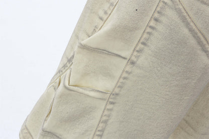 Washed Dirty Elastic Waist Wide Leg Half Pants WN16204