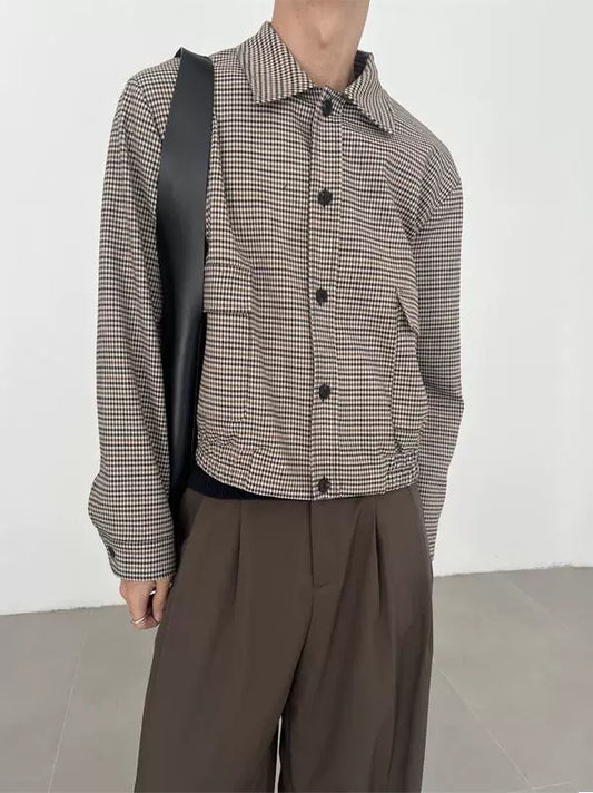 Plaid Shoulder-Pad Long Sleeve Shirt WN21507