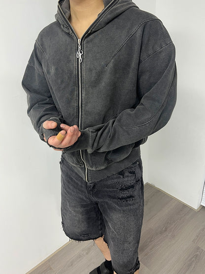 Washed Zipper Hoodie WN8505