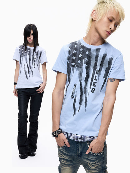 Graffiti Print Washed Cropped Short Sleeve T-Shirt WN27310