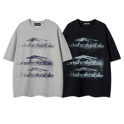 Blur Letter Print Cool Touch Oversize Short Sleeve T-Shirt WN26861