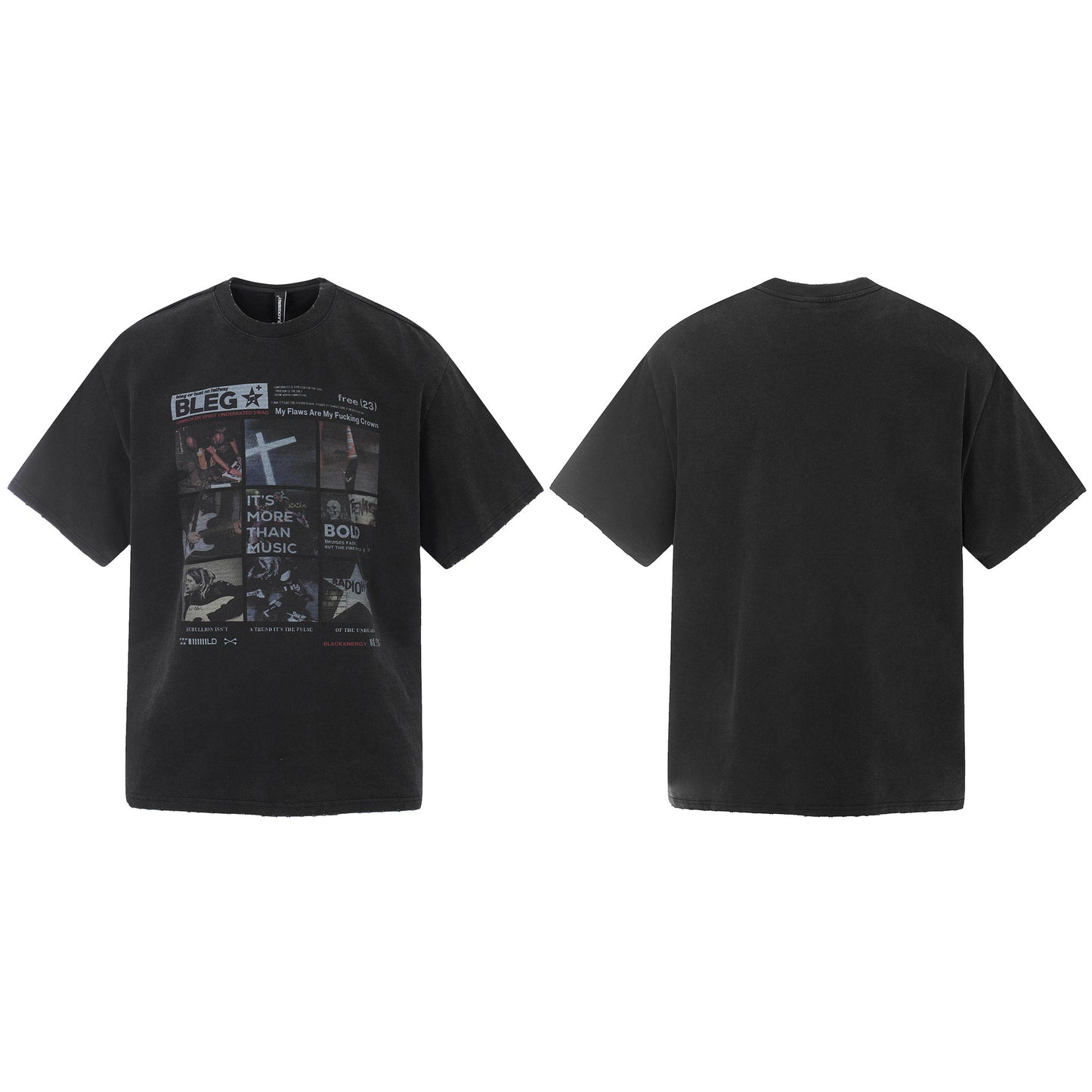 Washed Portrait Print Short Sleeve T-Shirt WN25534
