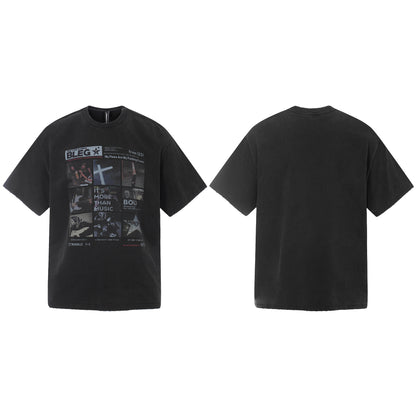Washed Portrait Print Short Sleeve T-Shirt WN25534