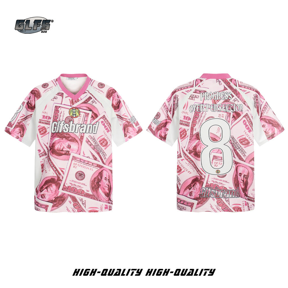 Sporty Graphic Print V-Neck Short Sleeve T-Shirt WN26450