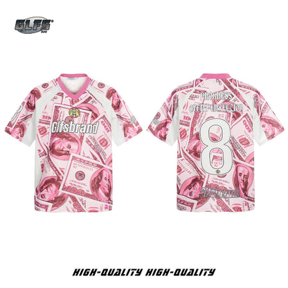 Sporty Graphic Print V-Neck Short Sleeve T-Shirt WN26450