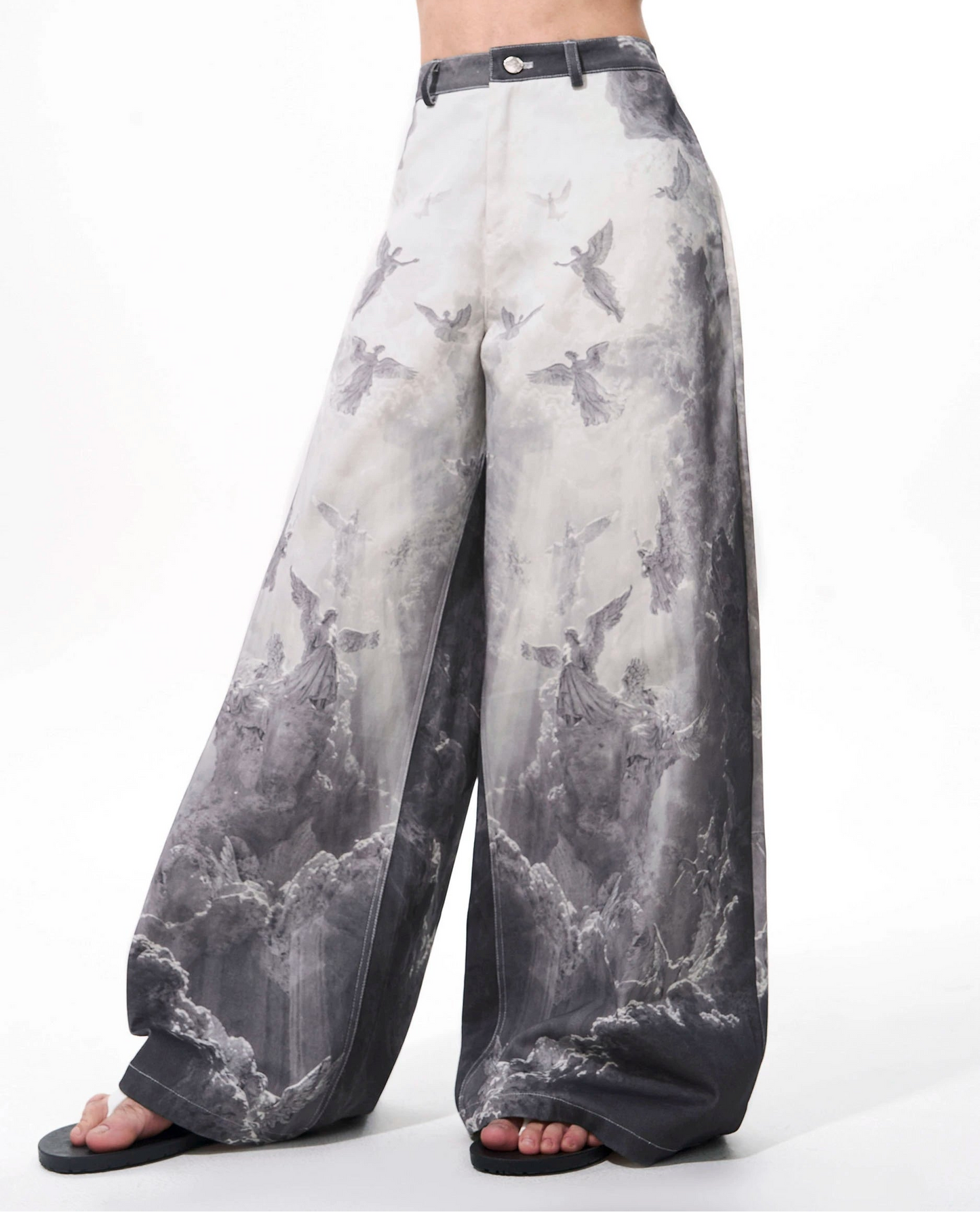 3D Print Low Waist Wide Leg Denim Jeans WN21778