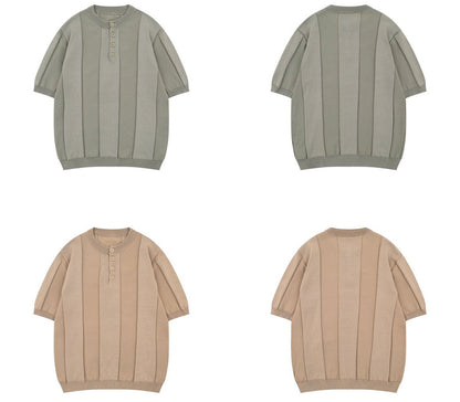 Henley Short Sleeve Summer Knit T-shirt WN26809