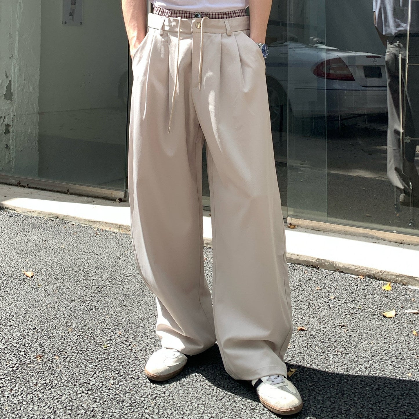 Check Layered Wide Leg Trousers WN24948