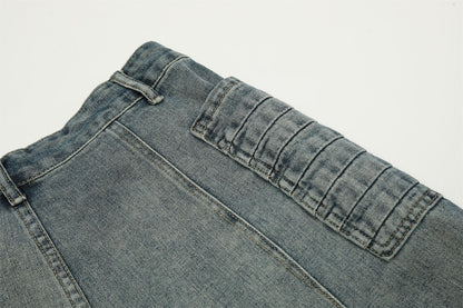 Washed Wide-Leg Straight Denim Jeans WN11486