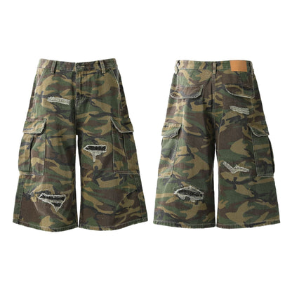 Camo Workwear Denim Wide Leg Short Pants WN25677