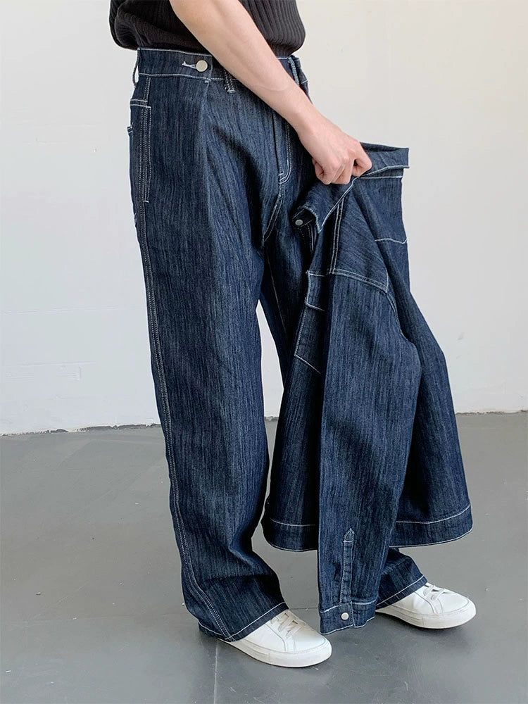 Washed Wide-Leg Straight Denim Jeans WN9645