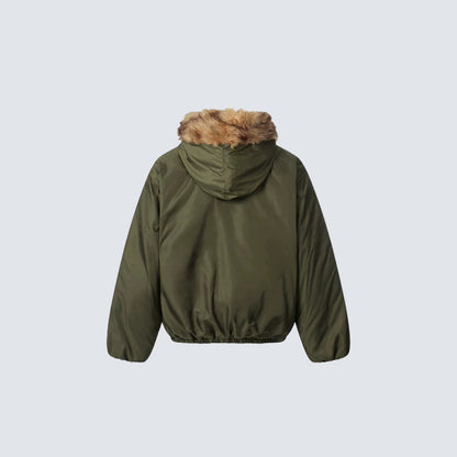 Fake Fur Trim Hooded Oversize Puffer Jacket WN27923