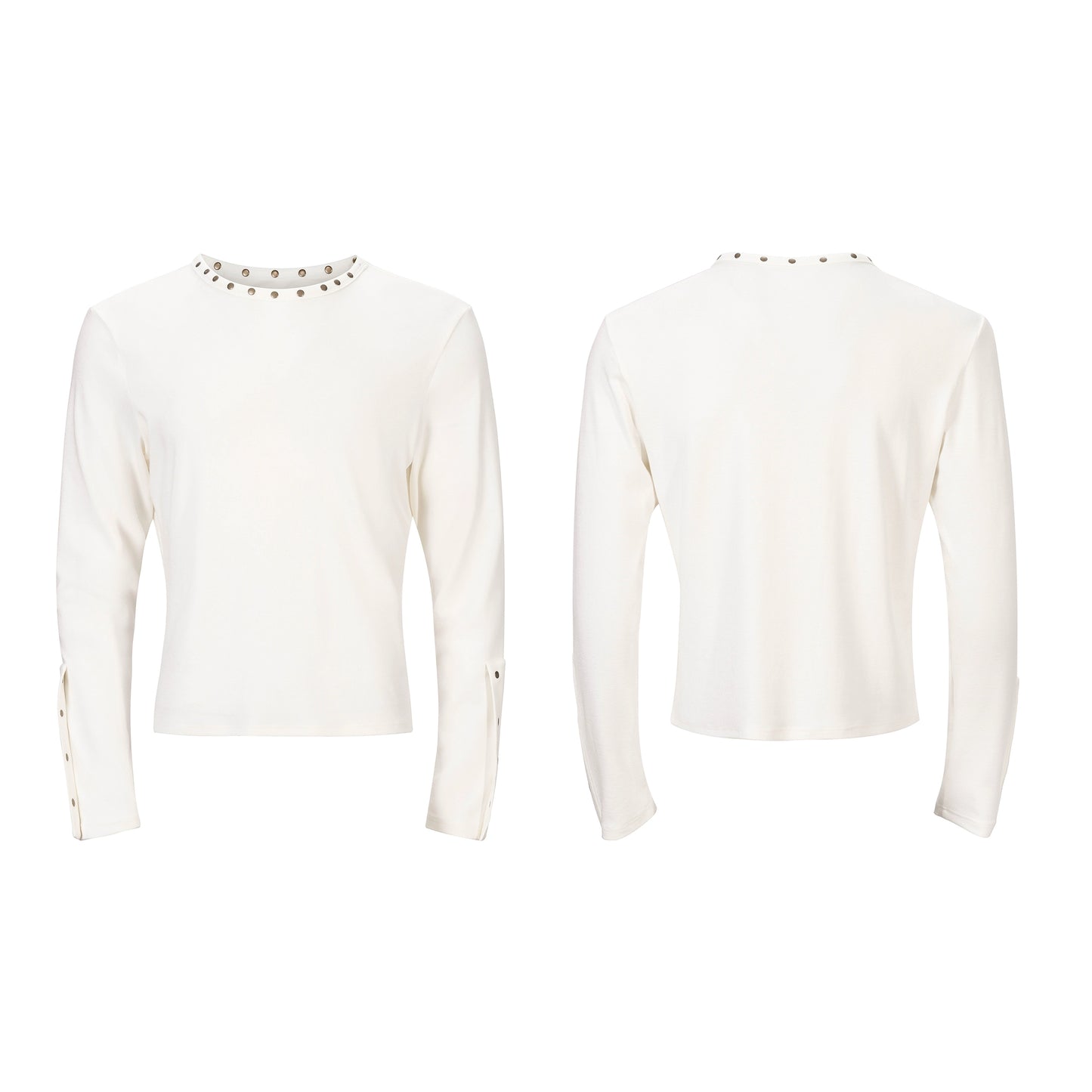 Metal Stud Design Long Sleeve T-Shirt WN21816