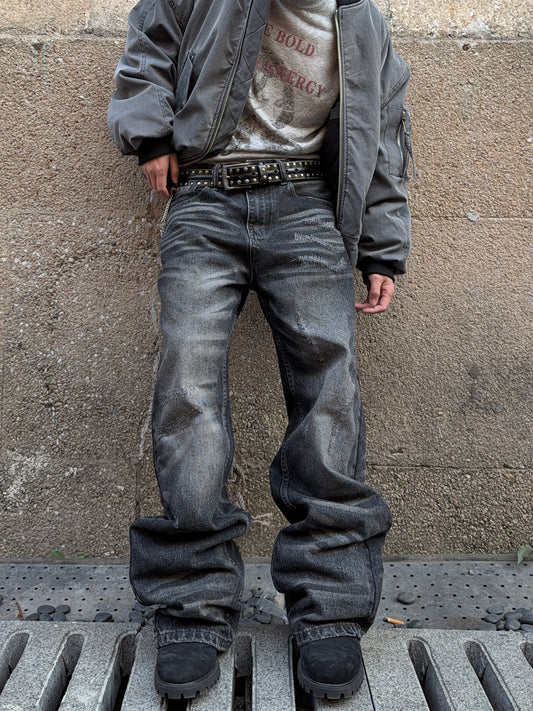 Washed Straight Denim Jeans WN24390