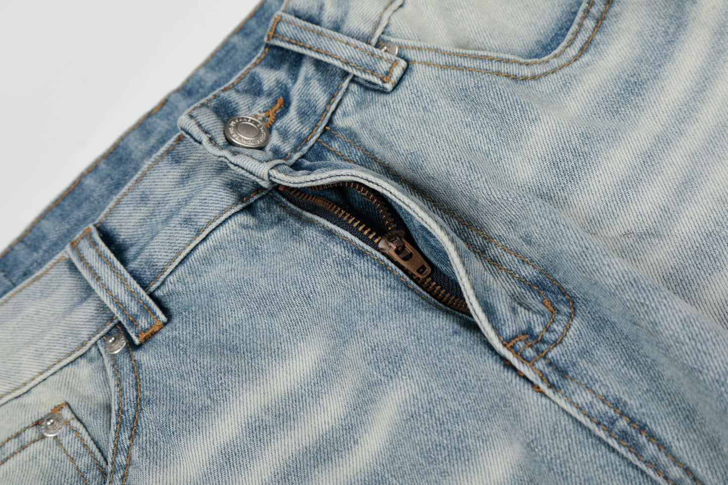 Washed Whisker Wide Leg Denim Jeans WN26092