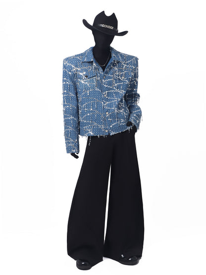 Fringe Pearl Tweed Short Jacket WN23728