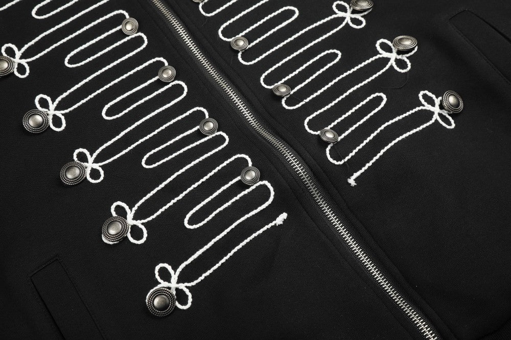 Knot Embroidery Metal Stud Cross Zipper Hoodie WN27796