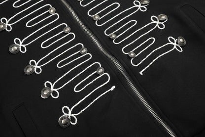 Knot Embroidery Metal Stud Cross Zipper Hoodie WN27796
