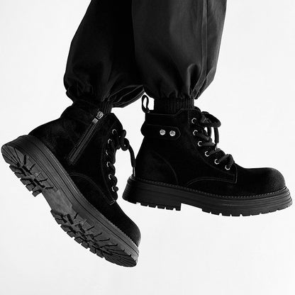 Chunky Lug Sole Platform Lace-Up Zipper Boots WN24548