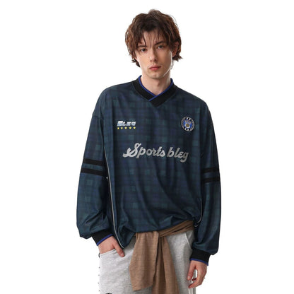 Contrast Stripe Embroidery Long Sleeve T-Shirt WN28030