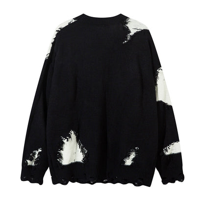 Damage Oversize Knit Sweater WN11177